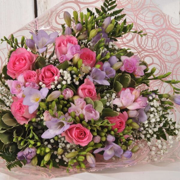 Rose Freesia and Gypsophila Bouquet